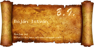Boján István névjegykártya